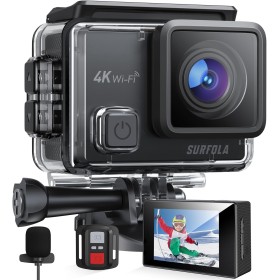 Surfola Sports Camera 4K 30FPS, 20MP WiFi Helmet Camcorder with EIS Anti-Shake, Underwater Diving 40M with Dual Microphone,
