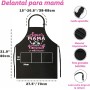 Jbniuay Regalo mama - Delantal de mamá negra- Delantal de cocina para mamá Impermeable Chef Delantal con 3 Bolsillos，regalo para