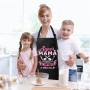 Jbniuay Regalo mama - Delantal de mamá negra- Delantal de cocina para mamá Impermeable Chef Delantal con 3 Bolsillos，regalo para