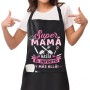 Jbniuay Regalo mama - Delantal de mamá negra- Delantal de cocina para mamá Impermeable Chef Delantal con 3 Bolsillos，regalo para