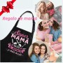 Jbniuay Regalo mama - Delantal de mamá negra- Delantal de cocina para mamá Impermeable Chef Delantal con 3 Bolsillos，regalo para