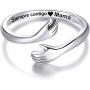 Anillo Mujer "Siempre Contigo Mamá" en Plata de Ley 925 - Regalo de Cumpleaños o Navidad para Madres, Abuelas - Anillo Ajustable