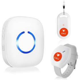 COTINSE Botón de Emergencia para Mayores Inalámbrico SOS Caregiver Buscapersonas Alarma Mayor Pánico Alarma 1 Empänger 2 SOS