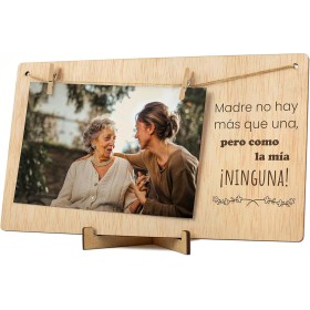 CONTRAXT Marco de Fotos Mama Dia de la Madre. Colgar fotos con pinzas madera natural ideas regalos detalles para mama postal