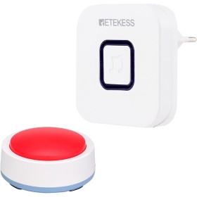 Retekess TH004 Alerta al Paciente Buscapersonas, Rojo Cuidador Botón de Pánico, Regalo del día del Padre, Fácil de Señal de