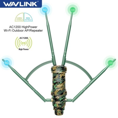 WAVLINK AC1200 Dual Dand 2,4G y 5Ghz alta potencia IP67 resistente a l