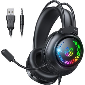 Tatybo Cascos Gaming para Ps4/Ps5/PC/Switch, Auriculares Gaming con Doble Diadema Adaptable, 3D Estéreo Sonido, Cascos con Cable