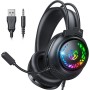 Tatybo Cascos Gaming para Ps4/Ps5/PC/Switch, Auriculares Gaming con Doble Diadema Adaptable, 3D Estéreo Sonido, Cascos con Cable