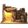 Ambientazione illuminata capanna Fontana Laterale muratura 35x50x25 cm presepi 9 cm
