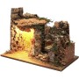 Ambientazione illuminata capanna Fontana Laterale muratura 35x50x25 cm presepi 9 cm