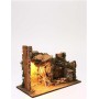 Ambientazione illuminata capanna Fontana Laterale muratura 35x50x25 cm presepi 9 cm