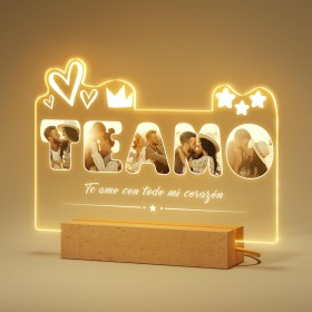 iDIY Marco de Fotos Personalizado con Foto y Texto - Te Amo Lampara LED - Regalos Personalizados San Valentin Mujer Hombre