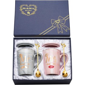 Regalos de Boda para los Novios, Regalos Originales Para Parejas, 2PCS Tazas Pareja de Mr Mrs, Regalo Pareja Regalo Boda, Regalo