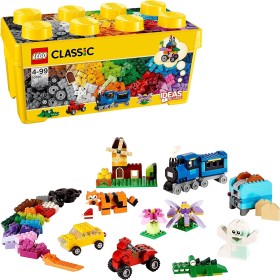 LEGO 10696 Classic Caja de Ladrillos Creativos Mediana con Base Verde, Coches y Animales, Juguete para Construir para Niños de 4