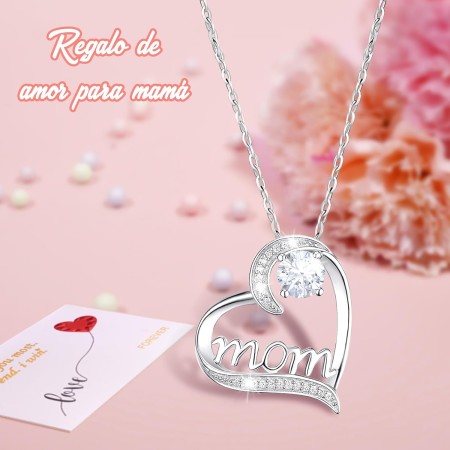 Qinqinxin Regalos Dia de la Madre, Rosa Eterna con Collar Regalos para Mama, Mejor mamá del Mundo, Flores Preservadas Dia de la