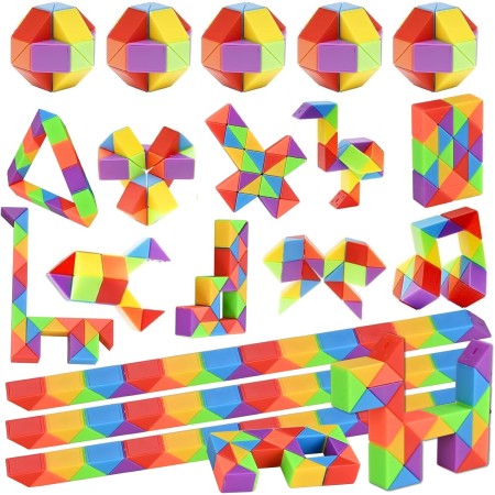 GOLDGE 15pcs Mini Magic Snake Cube, Serpiente Magica Cubo Mágico de Serpiente, Regalos Colegio Detalles Cumpleaños Niños Regalos