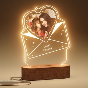 Bemaystar Regalo Personalizado para Mamá, Lampara Personalizada con Tu Foto, 3D Led Lámpara Regalos Originales para Mujer Mamá y