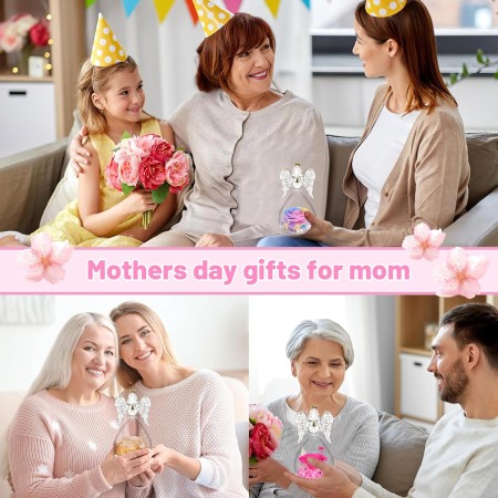 Yamonic Rosa Eterna Dia de la Madre Regalos para Mama,Flore Eterna con Figura Ángel Regalo Madre,Día de la Madre Regalo