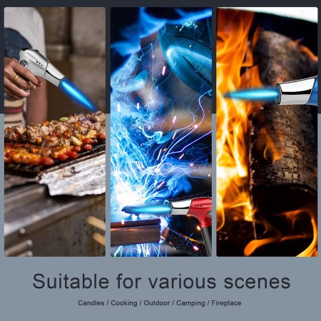 Linterna de cocina de butano recargable con llama ajustable y bloqueo de seguridad para postres, barbacoa, cocina (gas butano no