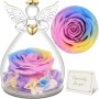 Sunia Rosa Eterna Regalo Dia de la Madre,Flores Preservadas Regalo Mujer,Flore Eterna con Figura Ángel Día de la Madre