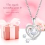 Sunia Regalo Dia de la Madre, Rosa Eterna con Collar y Pendientes de Corazón Plata de Ley 925,Rosa Eterna Natural Preservada