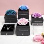 Sunia Regalo Dia de la Madre, Rosa Eterna con Collar y Pendientes de Corazón Plata de Ley 925,Rosa Eterna Natural Preservada