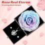 Sunia Regalo Dia de la Madre, Rosa Eterna con Collar y Pendientes de Corazón Plata de Ley 925,Rosa Eterna Natural Preservada