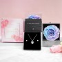 Sunia Regalo Dia de la Madre, Rosa Eterna con Collar y Pendientes de Corazón Plata de Ley 925,Rosa Eterna Natural Preservada