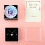 Sunia Regalo Dia de la Madre, Rosa Eterna con Collar y Pendientes de Corazón Plata de Ley 925,Rosa Eterna Natural Preservada