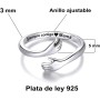 Anillo Mujer "Siempre Contigo Mamá" en Plata de Ley 925 - Regalo de Cumpleaños o Navidad para Madres, Abuelas - Anillo Ajustable