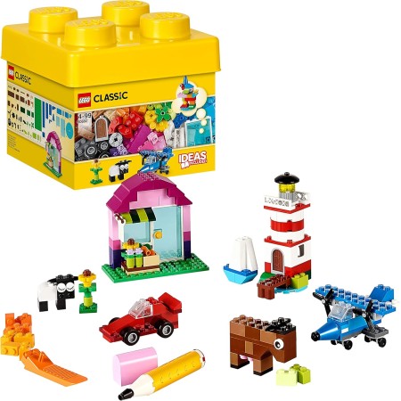 LEGO 10696 Classic Caja de Ladrillos Creativos Mediana con Base Verde, Coches y Animales, Juguete para Construir para Niños de 4