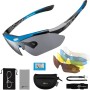 ROCKBROS Polarized Sunglasses with 5 Interchangeable Lenses for Cycling Bike Running Sports UV 400 Protection Anti Wind for Men