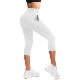 SINOPHANT Women's High Waisted 3/4 Opaque Stretch Leggings with Pockets