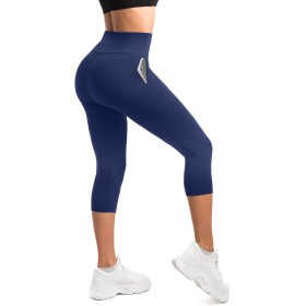 SINOPHANT Women's High Waisted 3/4 Opaque Stretch Leggings with Pockets