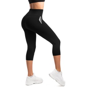 SINOPHANT Women's High Waisted 3/4 Opaque Stretch Leggings with Pockets