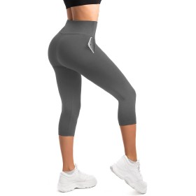 SINOPHANT Women's High Waisted 3/4 Opaque Stretch Leggings with Pockets