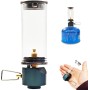 Linterna de gas, lámpara de vela de ensueño linterna de gas con vidrio resistente al calor, lámpara de gas con válvula