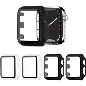 AOTUAO 4 Piezas Funda Compatible con Apple Watch Series 1 2 3 38mm, Estuche Rígido Delgado PC Protector de Pantalla Cristal
