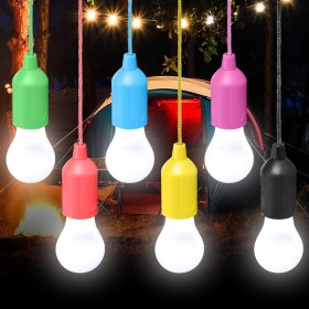 6 luces LED de camping, lámpara de camping con interruptor de tracción, funciona con pilas, lámpara de tienda portátil, lámpara