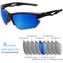 BONDDI Sports Sunglasses, Polarized Sports Sunglasses for Men and Women, UV400 Protection, Lightweight and Surround TR90 Frame