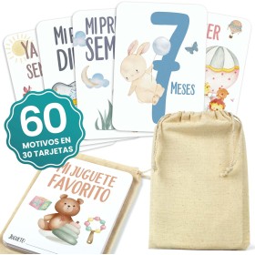 CONTRAXT Tarjetas Bonitas cumple mes bebe, Regalos originales español, cosas recien nacidos, futura mamá, Milestone baby cards