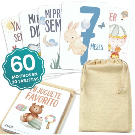 CONTRAXT Tarjetas Bonitas cumple mes bebe, Regalos originales español, cosas recien nacidos, futura mamá, Milestone baby cards