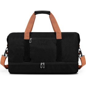 Vllcsla 32.2 L Men's Sports Bag, Sports Gym Bag with Shoes Compartment, Wet Pocket, Canvas Sports Travel Bags, Waterproof