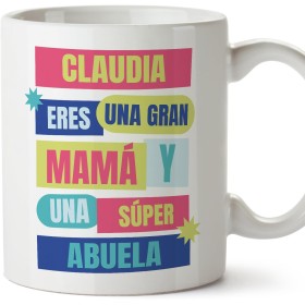 MUGFFINS Tazas Personalizadas para ABUELA - En Español - Gran Mamá y Súper Abuela - 11 oz / 330 ml - Regalo personalizable