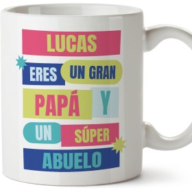 MUGFFINS Tazas Personalizadas para ABUELO - En Español - Gran Papá y Súper Abuelo - 11 oz / 330 ml - Regalo personalizable