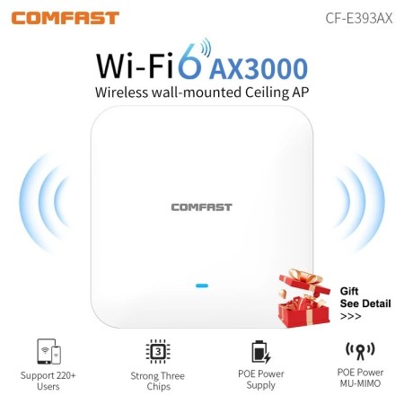 Comfast-enrutador inalámbrico de techo con WiFi 6, CF-E393AX de 3000Mb