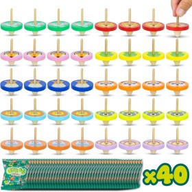 Peonza Madera Pack 40 Regalos Cumpleaños Niños Colegio - BONNYCO | Detalles Cumpleaños Niños, Relleno Piñata Infantil, Regalitos