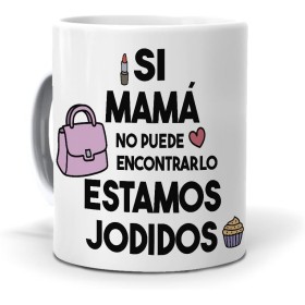 Mundohuevo. Taza Con Frase "Si Mamá No Puede Encontrarlos Estamos Jodidos" | Divertida | 350ml | Cerámica AAA | Regalo Ideal