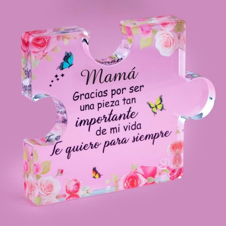 FANAOREN Regalo Dia de la Madre, Regalo Madre, Placa Acrílica en Forma de Puzzle, Regalo Mama, Regalo Madre Cumpleaños, Navidad,