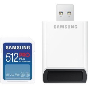 Samsung PRO Plus Tarjeta de memoria SD con Lector, 512 GB, 180 y 130 MB/s, Full HD & 4K UHD, UHS-I, U3, V30, A2, Compatible con